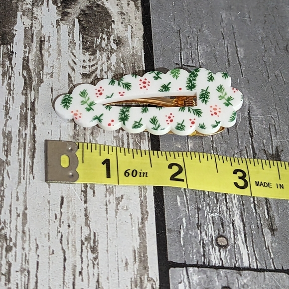 🎄Christmas Holly Acrylic Hair Barrette New! - Picture 3 of 5